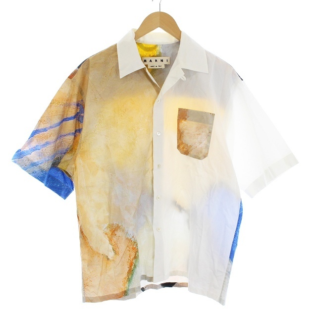 マルニ オープンカラーシャツ 半袖 柄 コットン S マルチカラー70cm袖丈