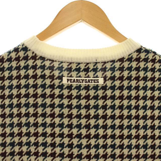 パーリーゲイツ 17AW ニット ベスト プルオーバー 千鳥格子 4 M 茶 パーリーゲイツ 17AW ニット ベスト プルオーバー 千鳥格子 4 M 茶