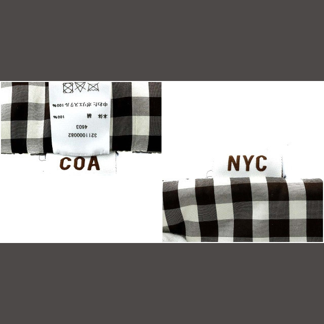 other(アザー)のCOA NYC ロンハーマン取扱 中綿ギンガムタフタマフラー シルク 絹 白 茶 レディースのファッション小物(マフラー/ショール)の商品写真