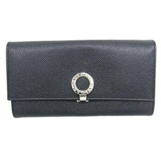 ブルガリ(BVLGARI)のブルガリ　二つ折り長財布　ロゴクリップ　ブラック　グレインレザー　30414(財布)