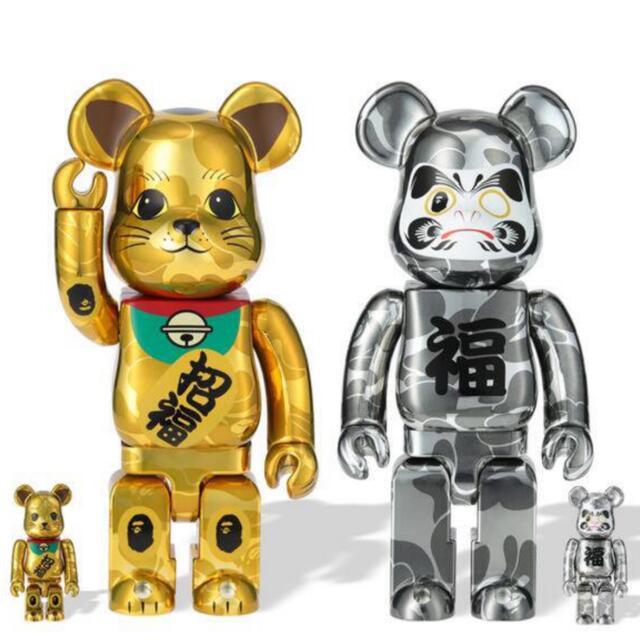 BE@RBRICK BAPE 招き猫 金メッキ & 達磨 銀メッキ 400%エンタメ/ホビー