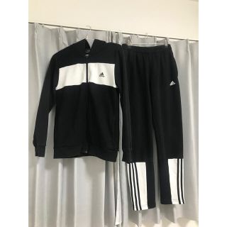 アディダス(adidas)の160センチ adidas セットアップ 黒 上下(ウェア)