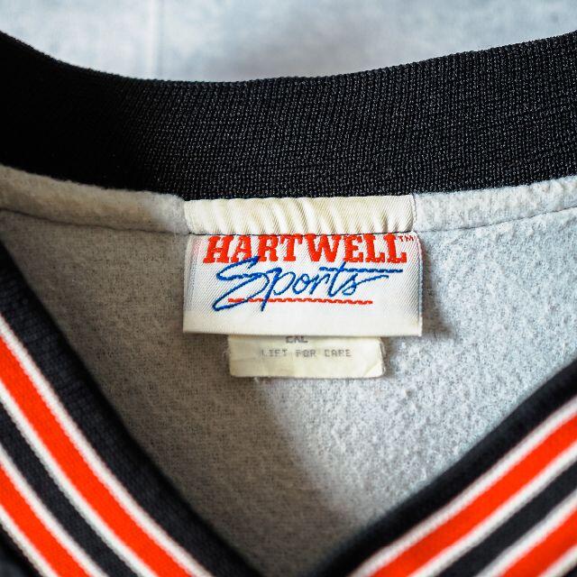 USA製 90s HARTWELL Vネック ジャケット 企業ロゴ ラインリブ