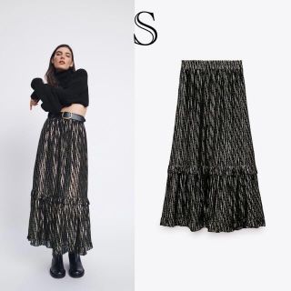 ザラ(ZARA)のZARA メタリックスレッドスカート サイズ:S(ロングスカート)