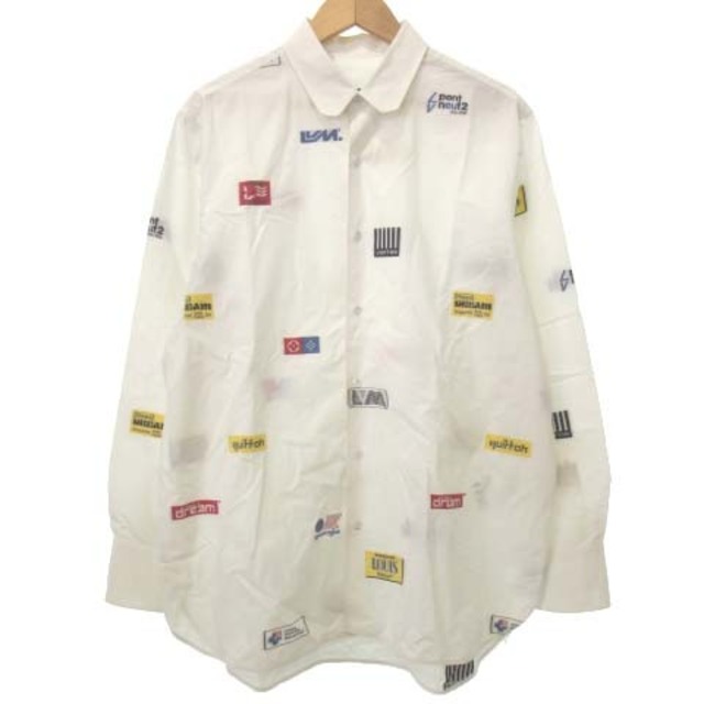 ルイヴィトン 19SS マルチロゴ シャツ 長袖 刺繍 国内正規 M ホワイト