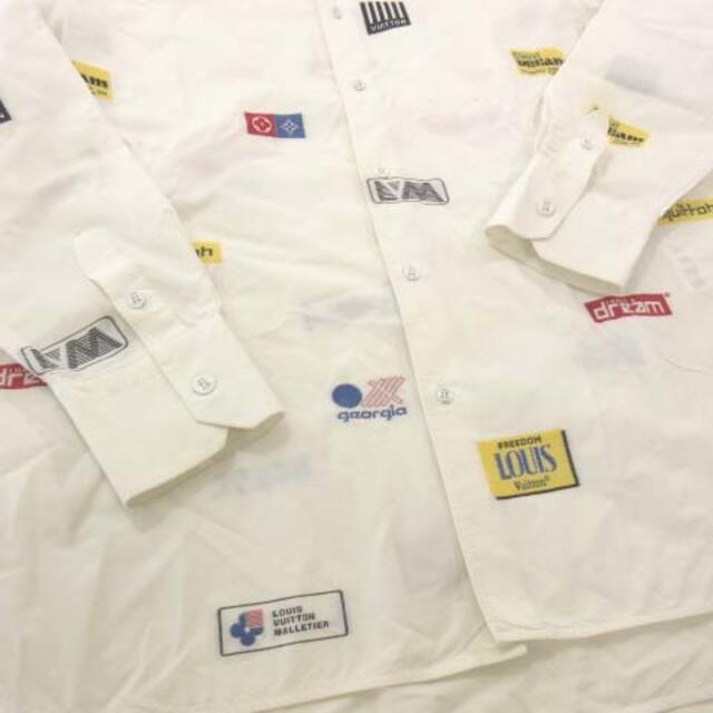ルイヴィトン 19SS マルチロゴ シャツ 長袖 刺繍 国内正規 M ホワイト