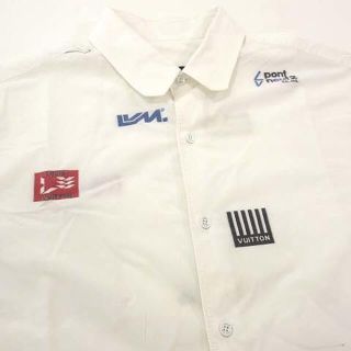 ルイヴィトン 19SS マルチロゴ シャツ 長袖 刺繍 国内正規 M ホワイト