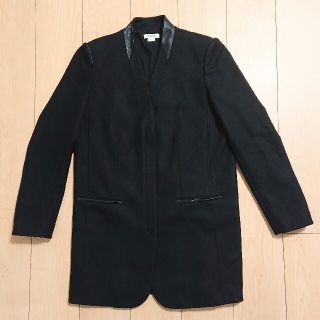 ヘルムートラング(HELMUT LANG)の良品 HELMUT LANG ヘルムートラング ノーカラーコート ブラック(ノーカラージャケット)