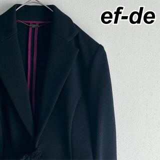 エフデ(ef-de)のef-de  テーラードジャケット リボン ダブルカフスパーティー 黒 S 美品(テーラードジャケット)