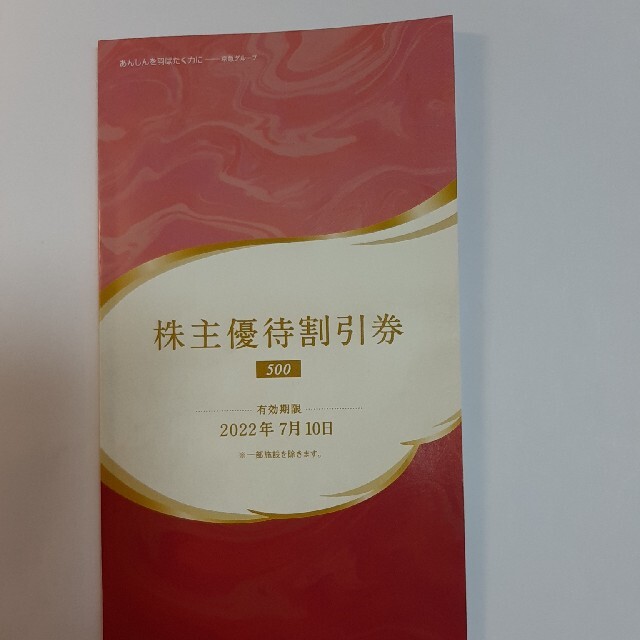 送料無料！京急株主優待割引500株以上　2022年7月10日まで チケットの優待券/割引券(ショッピング)の商品写真