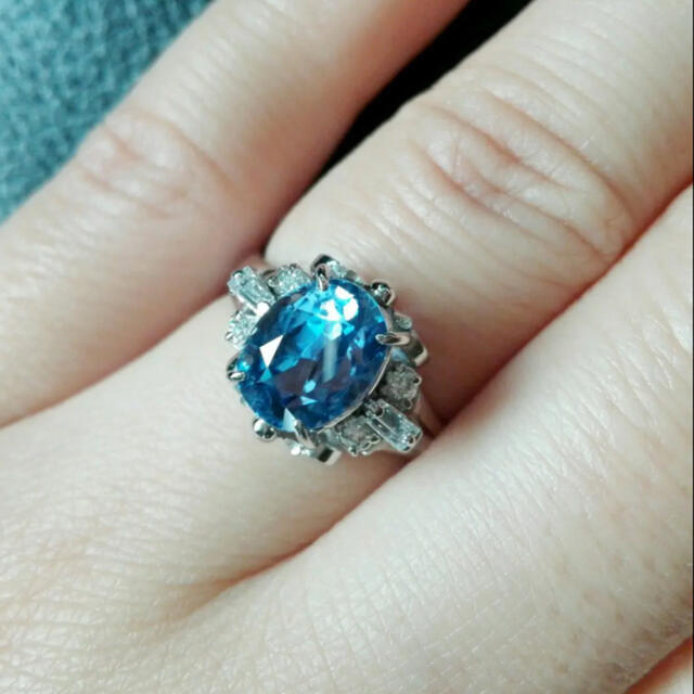 高品質☆非加熱　大粒 2.87ct ブルーサファイアダイヤリング　pt900 レディースのアクセサリー(リング(指輪))の商品写真