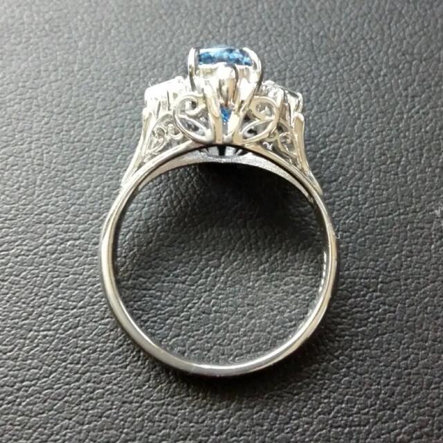 高品質☆非加熱　大粒 2.87ct ブルーサファイアダイヤリング　pt900 7