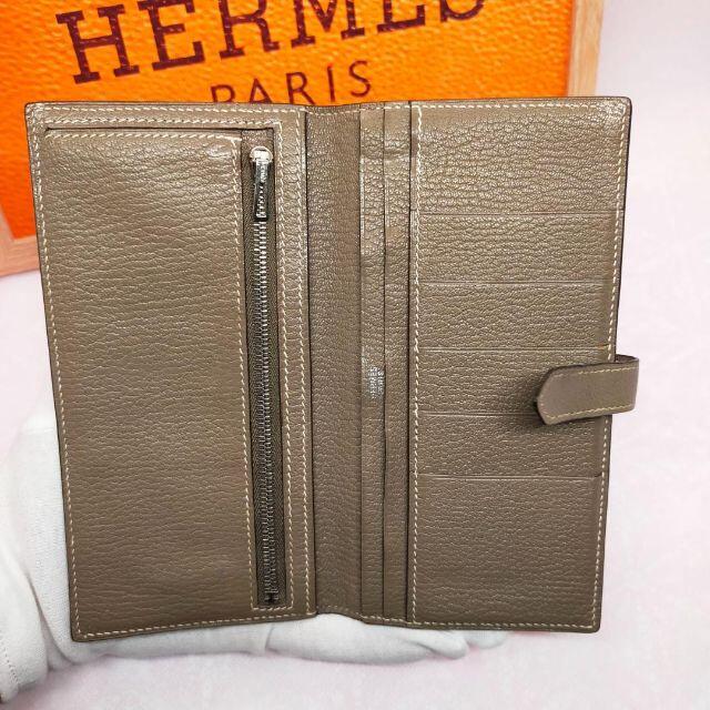 美品✨エルメス ベアン クラシック シェーブル エトゥープ 長財布【□J