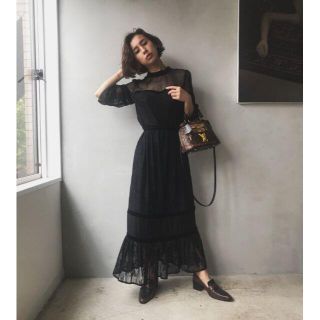 アメリヴィンテージ(Ameri VINTAGE)のAMERI SHEER LACE DRESS 正規品(ロングワンピース/マキシワンピース)