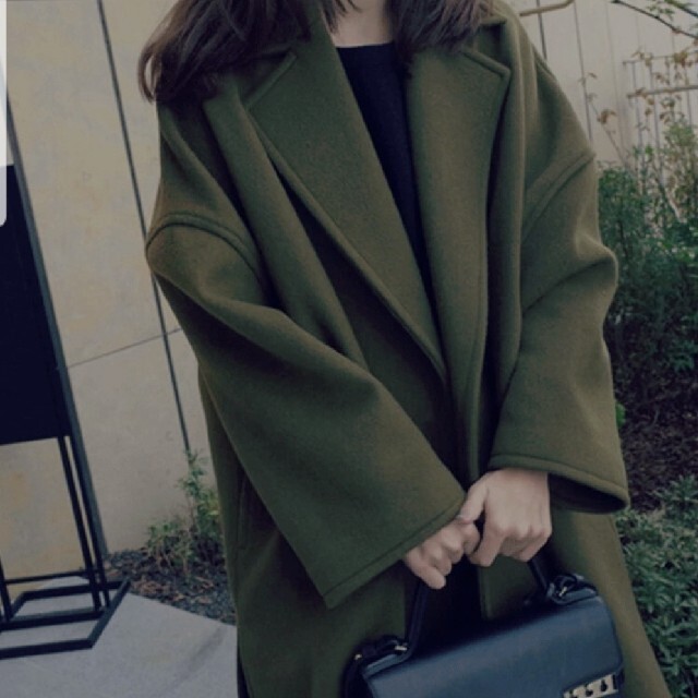 カシミア混コート  グリーン レディースのジャケット/アウター(ロングコート)の商品写真