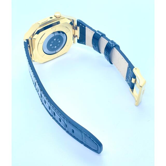 Apple Watch 7 ケース 45mm カバー ゴールド&ブラック ジルコ メンズの時計(レザーベルト)の商品写真