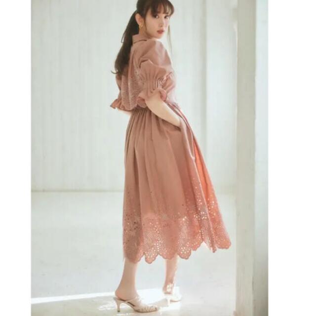 Herlipto☆桜ワンピ　Back Lace Midi Shirt Dress