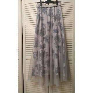 アメリヴィンテージ(Ameri VINTAGE)の【Mサイズ】AVA DOT TULLE LAYERED SKIRT  グレー(ロングスカート)