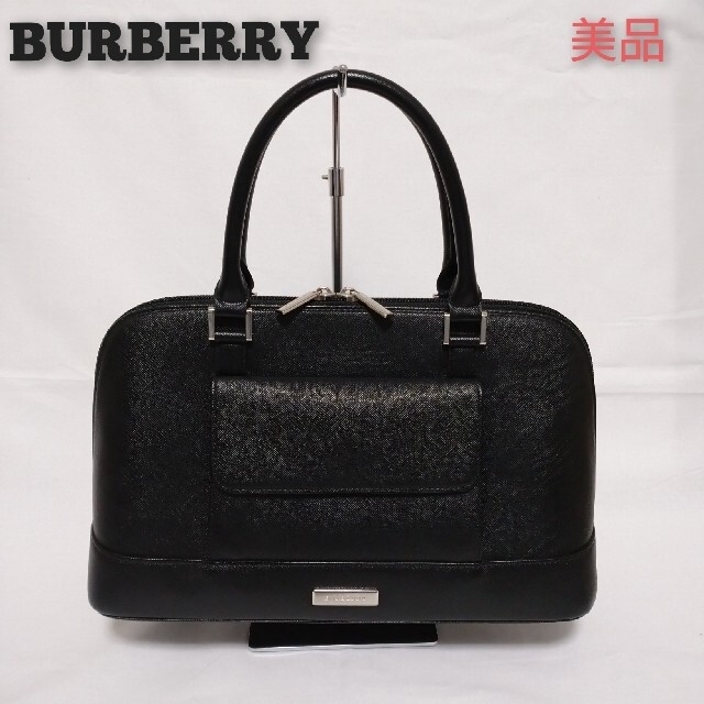 BURBERRY(バーバリー)のBURBERRY レザー ハンドバッグ 黒 ノバチェック レディースのバッグ(ハンドバッグ)の商品写真