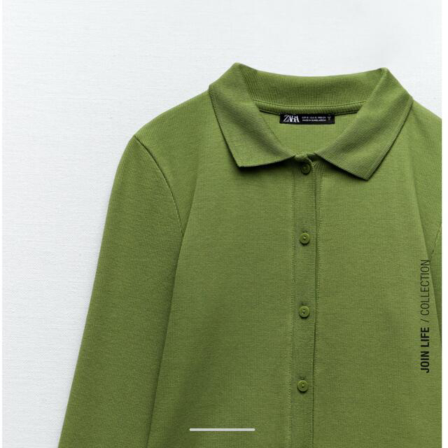 ZARA(ザラ)の【完売/新品】ZARA リブ地ポロシャツ　L レディースのトップス(ポロシャツ)の商品写真