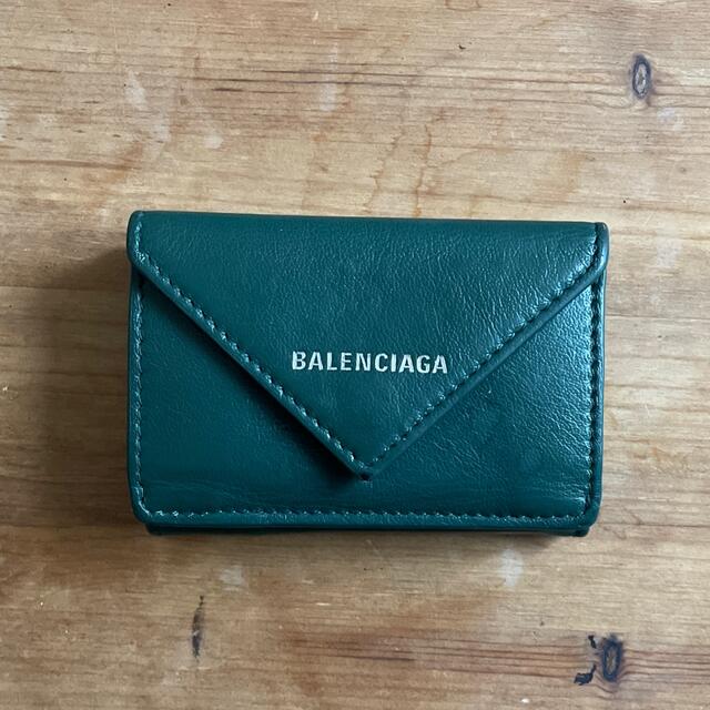 期間限定お値引き　BALENCIAGA ペーパーミニウォレット グリーン