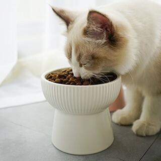 【新品】猫 子犬 小型犬 ペット用 餌皿 餌入れ フードボール 陶器 えさ皿 餌(猫)