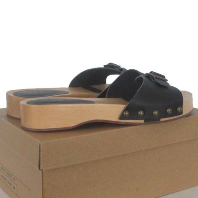 coen(コーエン)のコーエン ウッドソール レザー サンダル スタッズ 黒 50/M 23 23.5 レディースの靴/シューズ(サンダル)の商品写真