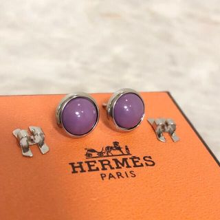 エルメス(Hermes)のエルメス　ピアス　エクリプス　エマイユ　シルバー　銀　パープル　丸　H 紫　☆(ピアス)