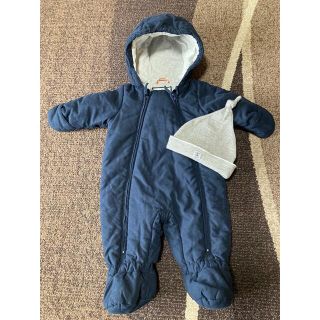 プチバトー(PETIT BATEAU)のプチバトー　ジャンプスーツ　カバーオール　冬　防寒　あったか　ベビー帽子(カバーオール)