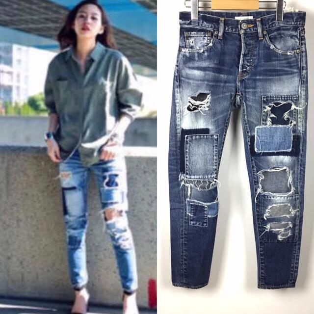 MOUSSY マウジー パッチワーククラッシュデニム サイズ25 | フリマアプリ ラクマ