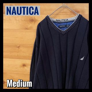 ノーティカ(NAUTICA)の【NAUTICA】ニット セーター Vネック プルオーバー 刺繍ロゴ US古着(ニット/セーター)