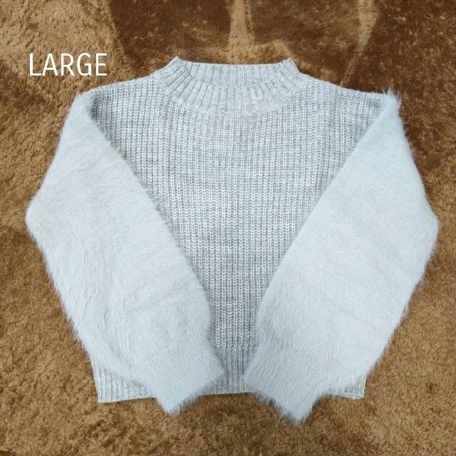 GLOBAL WORK(グローバルワーク)のL フラッフィースリーブニットプルオーバー キッズ/ベビー/マタニティのキッズ服女の子用(90cm~)(ニット)の商品写真