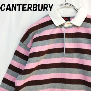 CANTERBURY/カンタベリー ボーダー柄 長袖ポロシャツ ピンク(ポロシャツ)