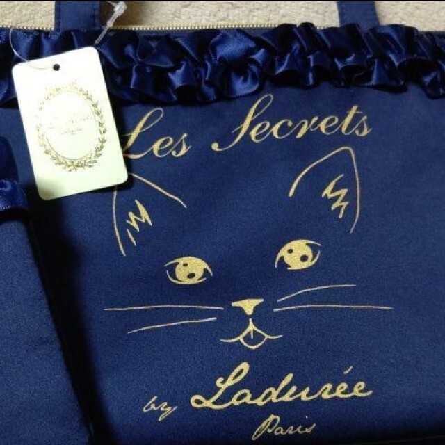 LADUREE(ラデュレ)の新品 ラデュレ 猫 face ミニバッグ ＆ ポーチ ネイビー レディースのファッション小物(ポーチ)の商品写真