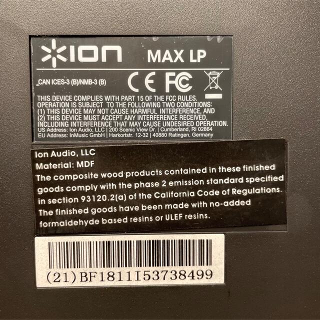 ION Audio レコードプレーヤー Max LP + JICO 交換針 楽器のDJ機器(ターンテーブル)の商品写真