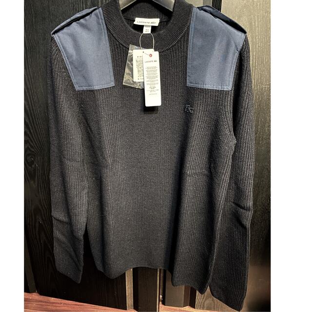 新品未使用タグ付ラコステLACOSTEニット3ミリタリーSネイビー紺色