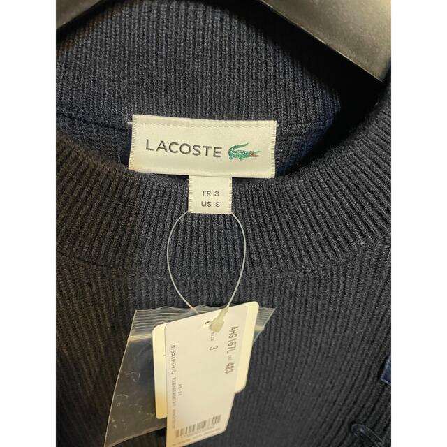 新品未使用タグ付ラコステLACOSTEニット3ミリタリーSネイビー紺色