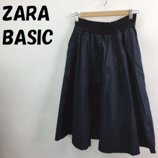 ザラ(ZARA)の購入者ありザラ ベーシック 膝下スカート ウエストゴム ネイビー×ブラック M(ひざ丈スカート)