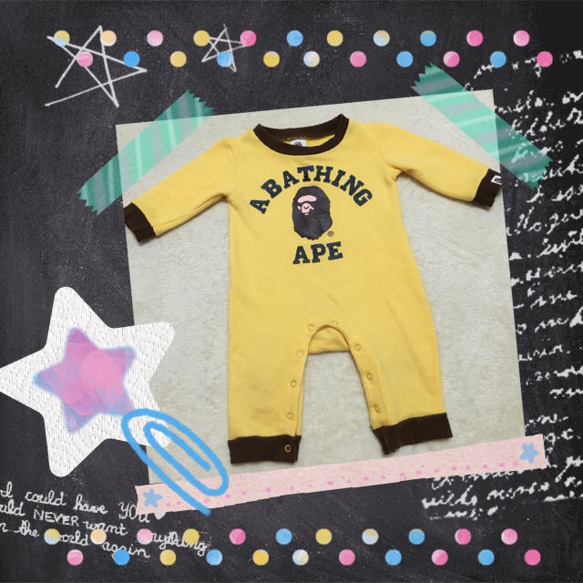 A BATHING APE(アベイシングエイプ)のBAPE KIDS♡スウェット地♡カバーオール♡ロンパース キッズ/ベビー/マタニティのベビー服(~85cm)(カバーオール)の商品写真