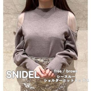 スナイデル(SNIDEL)のsnidel シースルーニットトップス　ブラウン(ニット/セーター)