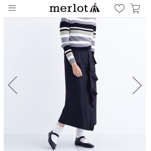 merlot(メルロー)のメルロー  サイドラッフルスカート  ブラック　新品 レディースのスカート(ロングスカート)の商品写真