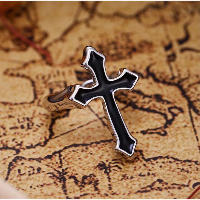 ステンレスメンズリングメンズ指輪シンプル男性指輪アンティークの十字架 メンズのアクセサリー(リング(指輪))の商品写真