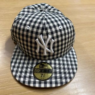 ニューエラー(NEW ERA)の美品　ニューエラ　キャップ　チェック　ナチュラル(キャップ)