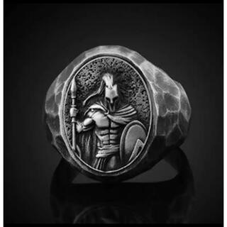 レトロ古代ギリシャスパルタ戦士メンズリング 神話ローマ筋肉腹筋兵士メンズ指輪(リング(指輪))
