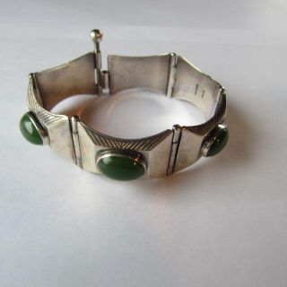 ジョージジェンセン(Georg Jensen)の【Vintage】ハンス・ハンセン　アール・デコ　ネフライト・ブレスレット(ブレスレット/バングル)