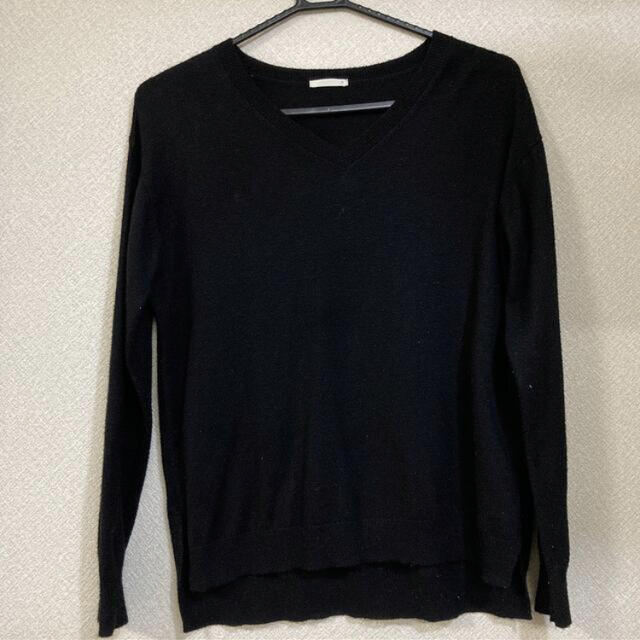 GU(ジーユー)のGU ウォッシャブルＶネックセーター　長袖　ブラック　Sサイズ レディースのトップス(ニット/セーター)の商品写真