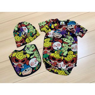 ヒステリックミニ(HYSTERIC MINI)の【新品】HYSTERIC MINI ベビー3点セット(ロンパース)