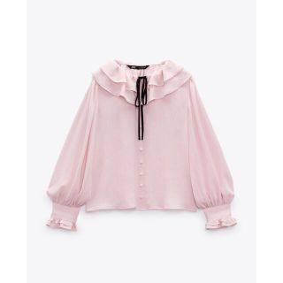 ザラ(ZARA)のZARA リボン付きフリルブラウス(シャツ/ブラウス(長袖/七分))