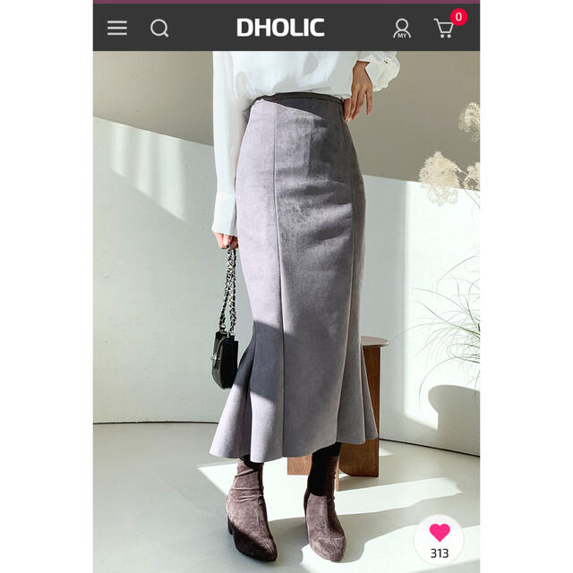 dholic(ディーホリック)のDHOLIC スエード調マーメイドスカート　グレー レディースのスカート(ロングスカート)の商品写真