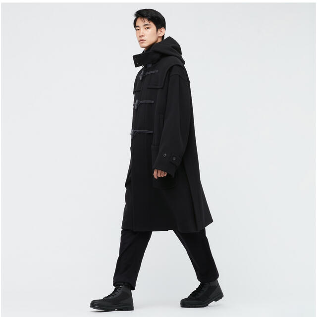 UNIQLO(ユニクロ)の新品 UNIQLO +J ウールオーバーサイズダッフルコート 21aw 黒 M メンズのジャケット/アウター(ダッフルコート)の商品写真